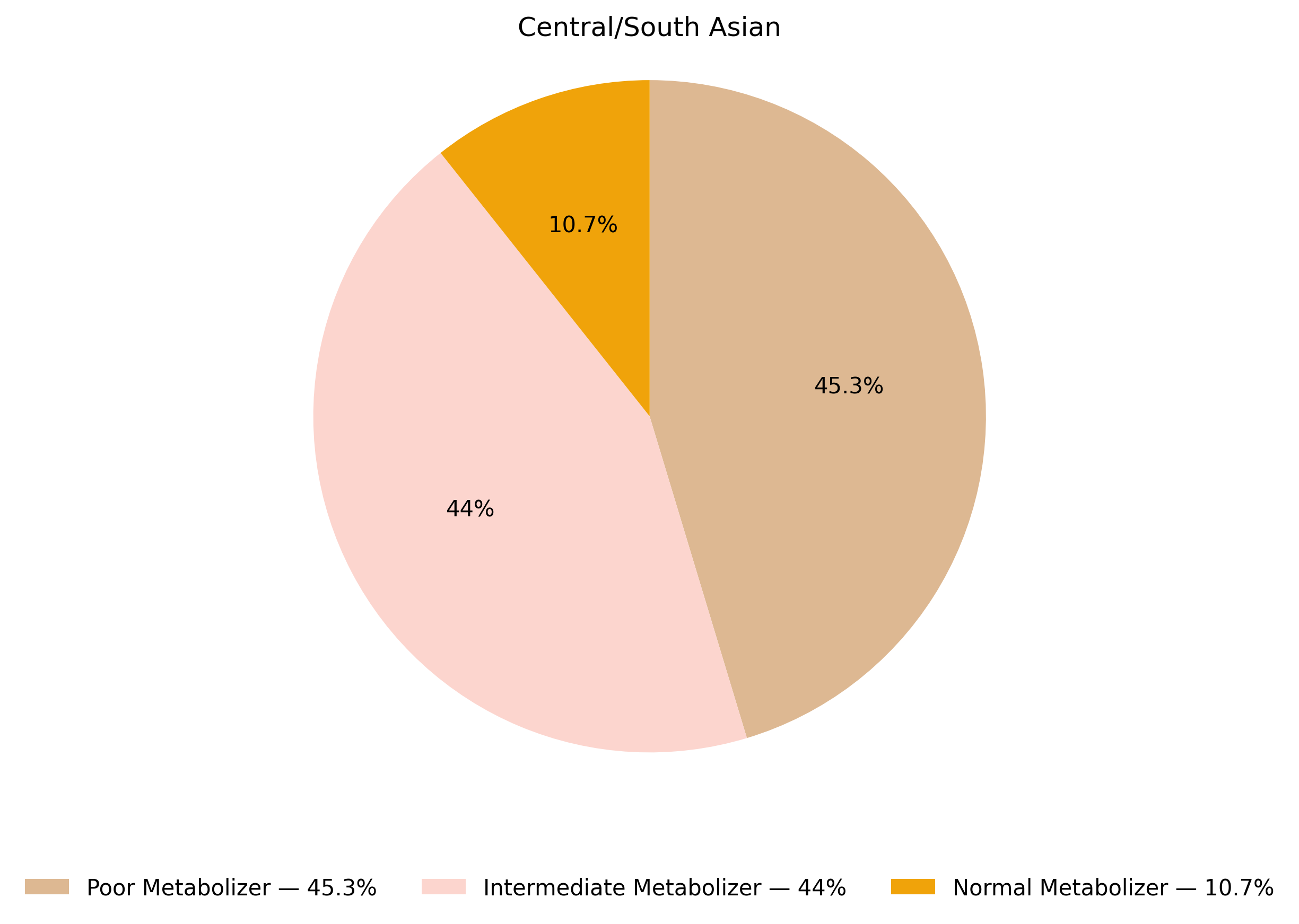 CYP3A5表現型於中亞/南亞族群的比例圖